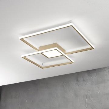Ondaluce - Luminária de teto LED dimerizável DOWEL LED/46W/230V 55x55 cm dourada