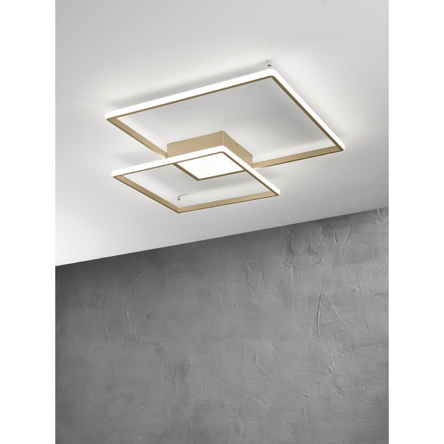 Ondaluce - Luminária de teto LED dimerizável DOWEL LED/46W/230V 55x55 cm dourada