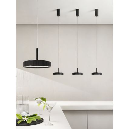 Ondaluce - Luminária LED pendente com cabo NINA LED/20W/230V Ø 19 cm preta