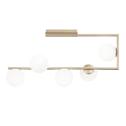 Ondaluce - Lustre com haste MONILE 5xE14/10W/230V dourado/branco
