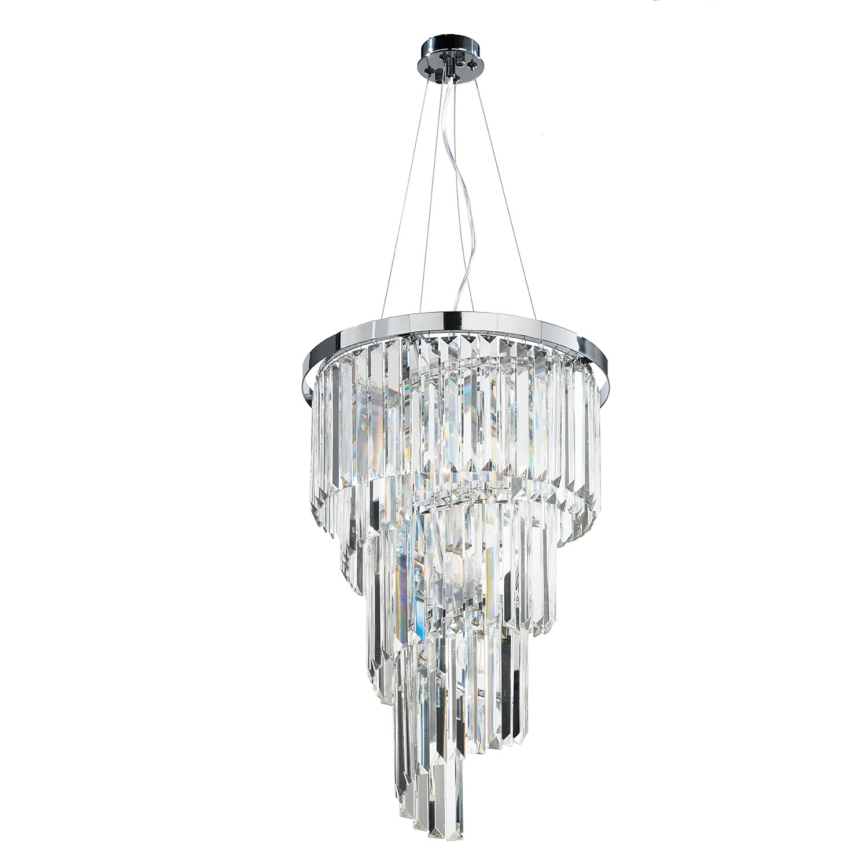 Ondaluce - Lustre de cristal suspenso por cabo ALEXANDER 7xE14/10W/230V, diâmetro 40 cm, cromado brilhante