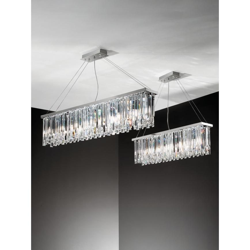 Ondaluce - Lustre de cristal suspenso por cabo BATIDA 8xE14/10W/230V cromado brilhante