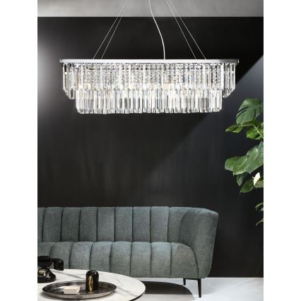 Ondaluce - Lustre de cristal suspenso por cabo DAIQUIRI 8xE14/10W/230V cromado brilhante