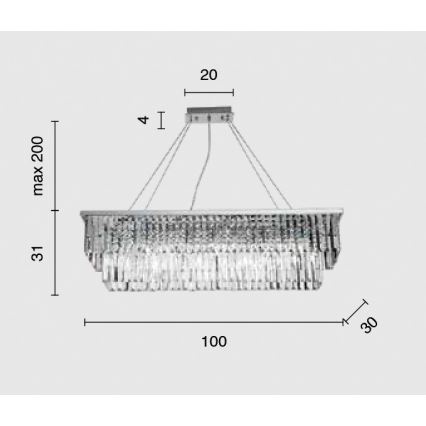 Ondaluce - Lustre de cristal suspenso por cabo DAIQUIRI 8xE14/10W/230V cromado brilhante