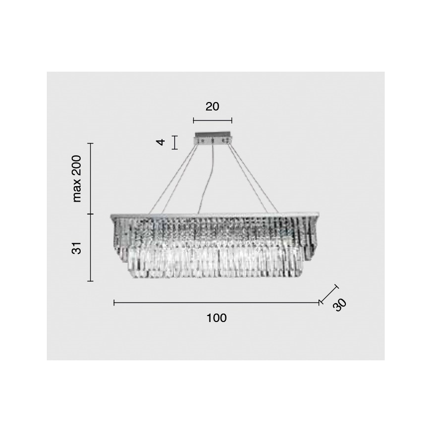 Ondaluce - Lustre de cristal suspenso por cabo DAIQUIRI 8xE14/10W/230V cromado brilhante
