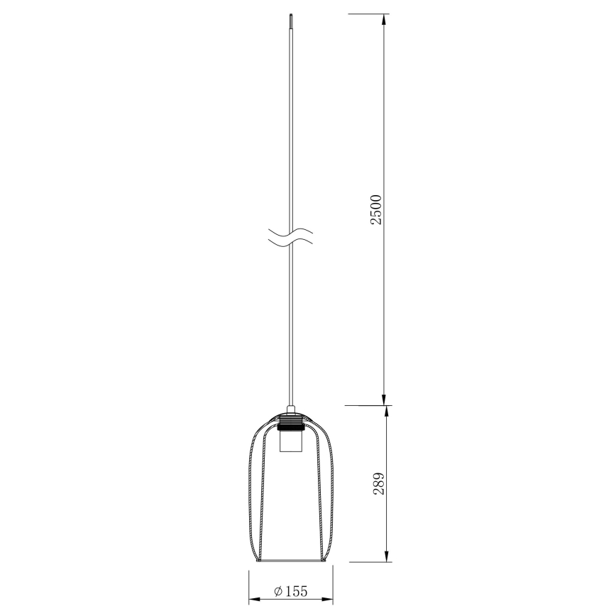 Ondaluce - Lustre em cabo BONNIE 1xE27/15W/230V Ø 15,5 cm preto/fumado