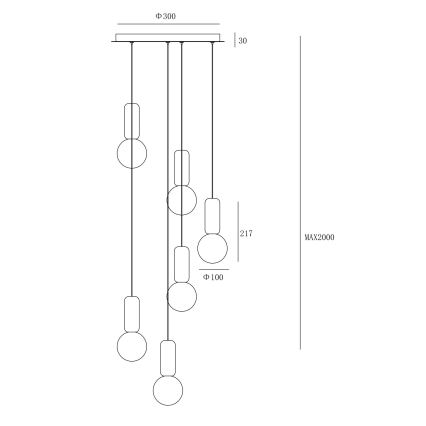 Ondaluce - Lustre em cabo ROCK 6xG9/7W/230V Ø 35 cm betão/castanho/cinzento/branco