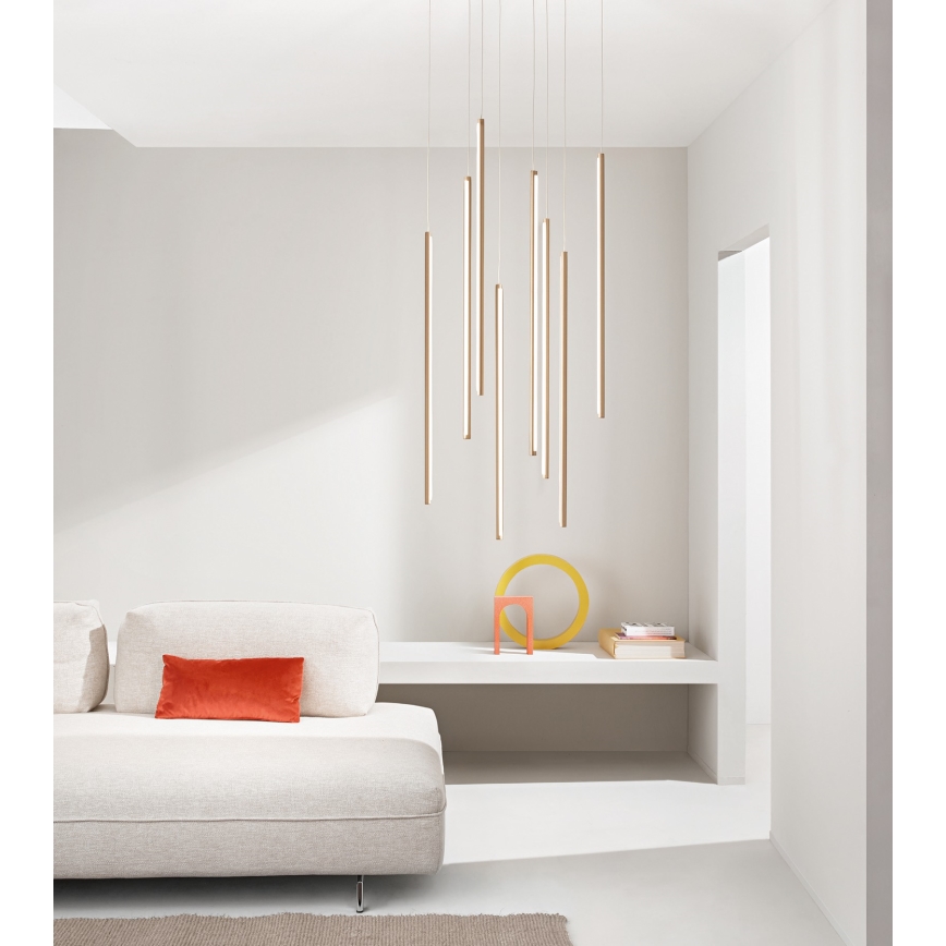 Ondaluce - Lustre LED dimerizável suspenso por cabo GENIUS LED/12W/230V Ø 1,5 cm dourado