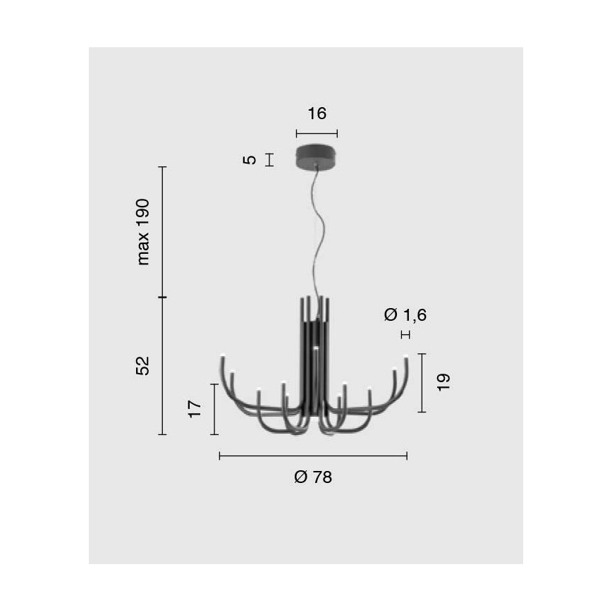 Ondaluce - Lustre LED dimerizável suspenso por cabo NOUVEAU LED/35W/230V Ø 78 cm dourado