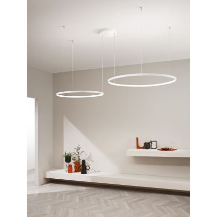 Ondaluce - Lustre LED dimerizável suspenso por cabo SOEL LED/28W/230V + LED/38W 3000/4000K Ø 80/60 cm branco