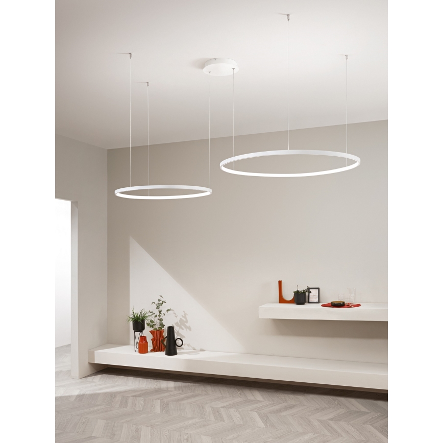 Ondaluce - Lustre LED dimerizável suspenso por cabo SOEL LED/28W/230V + LED/38W 3000/4000K Ø 80/60 cm branco