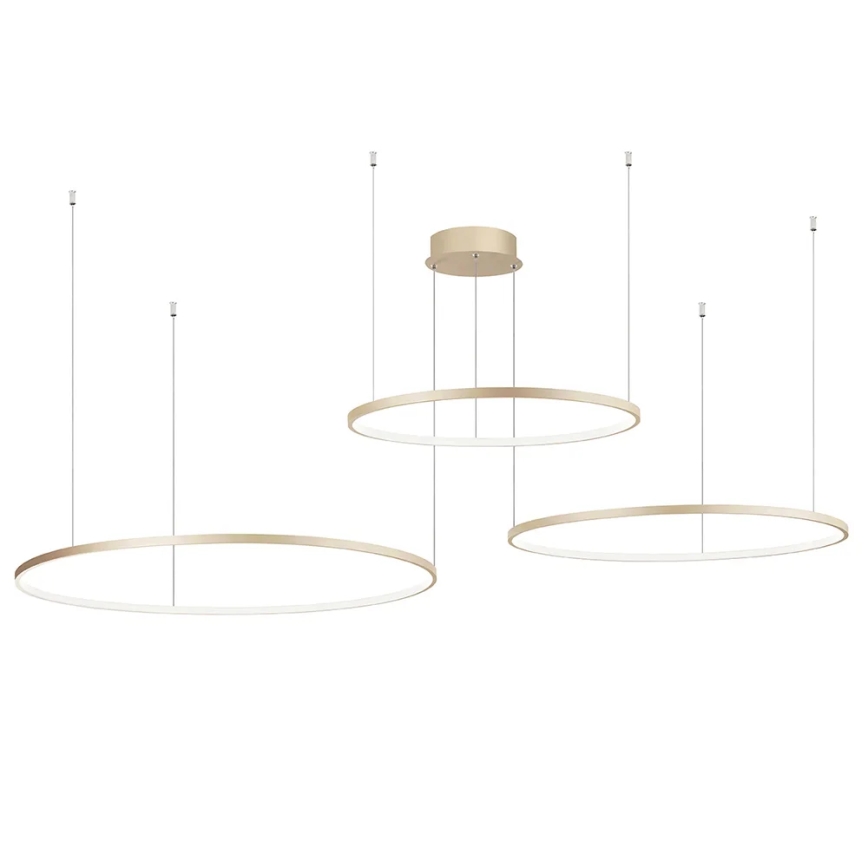 Ondaluce - Lustre LED regulável suspenso por cabo SOEL LED/28W/230V + LED/38W + LED/47W diâmetro 100/80/60 cm dourado