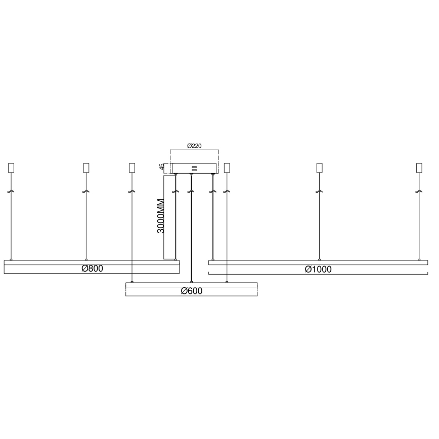 Ondaluce - Lustre pendente LED dimerizável com cabo SOEL LED/28W/230V + LED/38W + LED/47W 3000/4000K diâmetro 100/80/60 cm branco