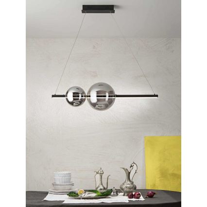 Ondaluce - Lustre LED regulável suspenso por cabo FUFI LED/40W/230V preto/fumê