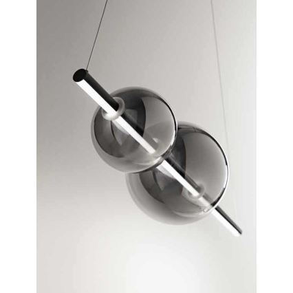 Ondaluce - Lustre LED regulável suspenso por cabo FUFI LED/40W/230V preto/fumê