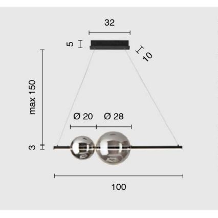Ondaluce - Lustre LED regulável suspenso por cabo FUFI LED/40W/230V preto/fumê
