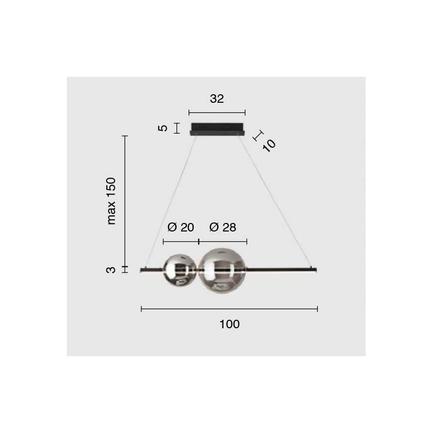 Ondaluce - Lustre LED regulável suspenso por cabo FUFI LED/40W/230V preto/fumê