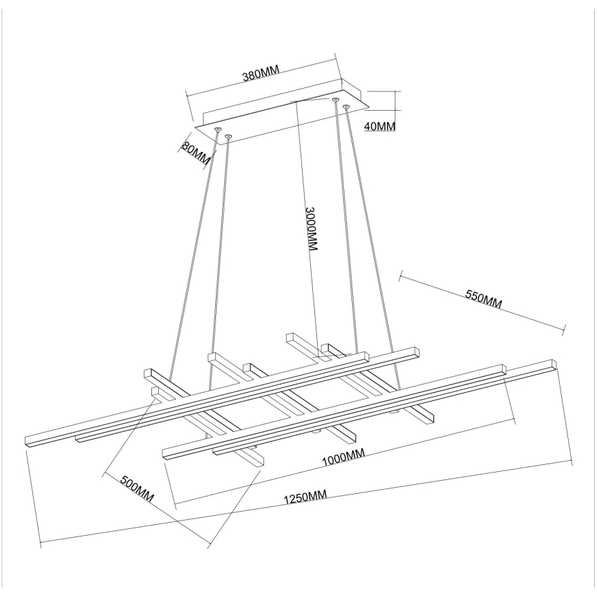 Ondaluce - Lustre LED regulável suspenso por cabo MOVIDA LED/114W/230V preto