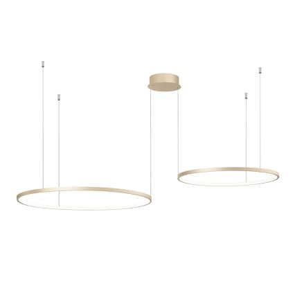 Ondaluce - Lustre LED regulável suspenso por cabo SOEL LED/28W/230V + LED/38W diâmetro 80/60 cm dourado