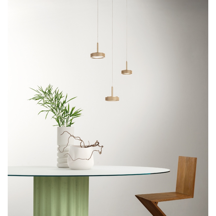 Ondaluce - Lustre LED suspenso por cabo NINA LED/20W/230V Ø 19 cm dourado