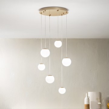 Ondaluce - Lustre LED suspenso por cabo SANTOS LED/48W/230V Ø 45 cm dourado/branco