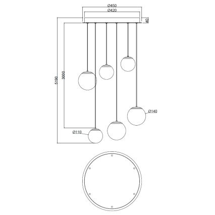 Ondaluce - Lustre LED suspenso por cabo SANTOS LED/48W/230V Ø 45 cm dourado/branco