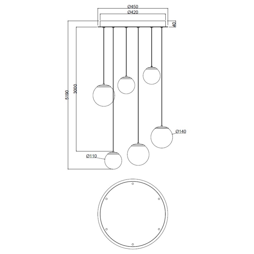 Ondaluce - Lustre LED suspenso por cabo SANTOS LED/48W/230V Ø 45 cm dourado/branco