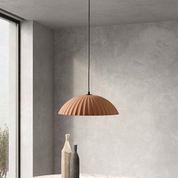 Ondaluce - Lustre pendente com cabo RUSTIC 1xE27/15W/230V Ø 50 cm betão/castanho