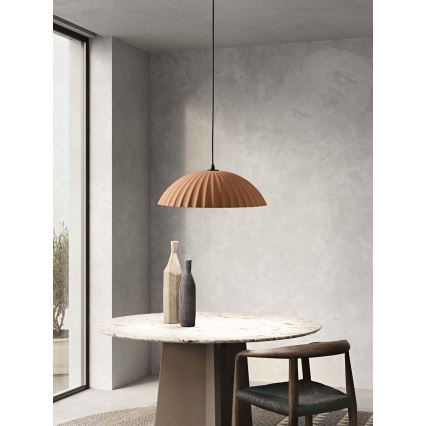 Ondaluce - Lustre pendente com cabo RUSTIC 1xE27/15W/230V Ø 50 cm betão/castanho
