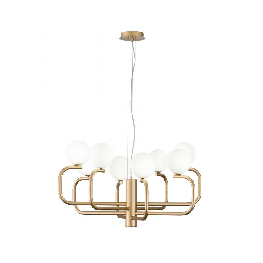 Ondaluce - Lustre pendente em cabo JEPPY 8xG9/7W/230V Ø 78,5 cm dourado/branco