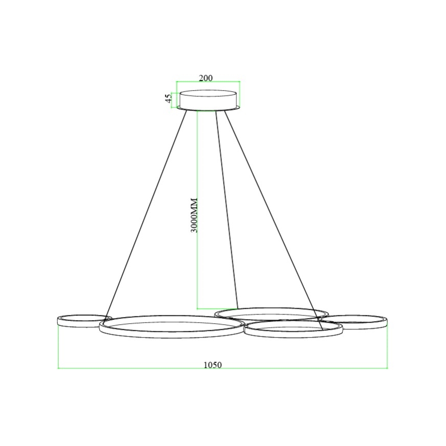 Ondaluce - Lustre pendente LED dimerizável com cabo POIS LED/60W/230V dourado