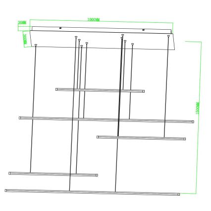 Ondaluce - Lustre pendente LED dimerizável em cabo GENIUS LED/72W/230V preto