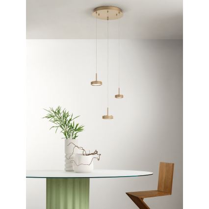 Ondaluce - Lustre regulável suspenso por cabo NINA LED/24W/230V Ø 35 cm dourado