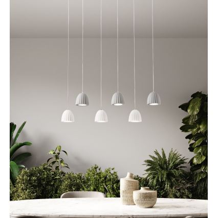 Ondaluce - Lustre suspenso com cabo CONCRETE 1xGU10/7,5W/230V Ø 10,5 cm betão/branco
