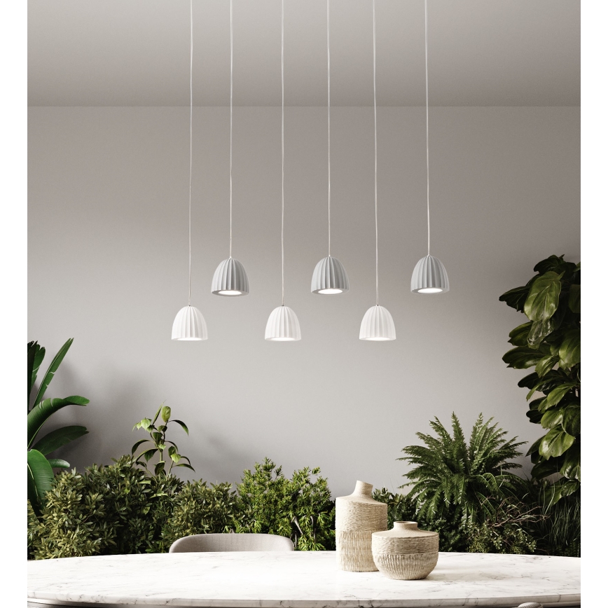 Ondaluce - Lustre suspenso com cabo CONCRETE 1xGU10/7,5W/230V Ø 10,5 cm betão/branco
