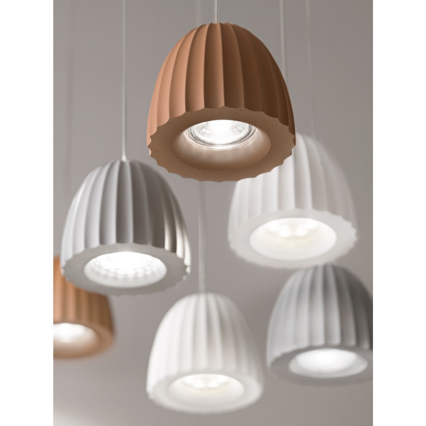 Ondaluce - Lustre suspenso com cabo CONCRETE 1xGU10/7,5W/230V Ø 10,5 cm betão/branco