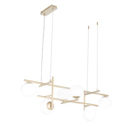 Ondaluce - Lustre suspenso com cabo JEWEL 6xE14/10W/230V dourado/branco