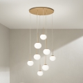 Ondaluce - Lustre suspenso com cabo JEWEL 8xE14/10W/230V Ø 70 cm dourado/branco