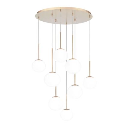 Ondaluce - Lustre suspenso com cabo JEWEL 8xE14/10W/230V Ø 70 cm dourado/branco