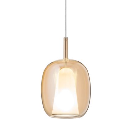 Ondaluce - Lustre suspenso com cabo THELMA 1xE27/15W/230V Ø 19,5 cm dourado/bege fumê