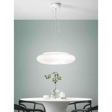 Ondaluce - Lustre suspenso DODI 2xE27/15W/230V Ø 53 cm branco