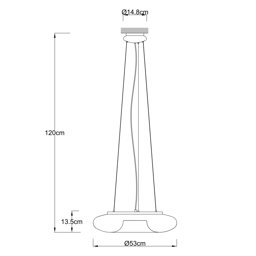 Ondaluce - Lustre suspenso DODI 2xE27/15W/230V Ø 53 cm branco