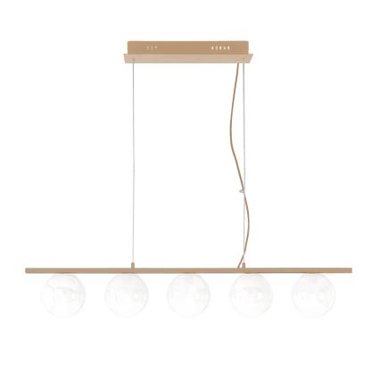 Ondaluce - Lustre suspenso em cabo MONILE 5xE14/10W/230V dourado/branco