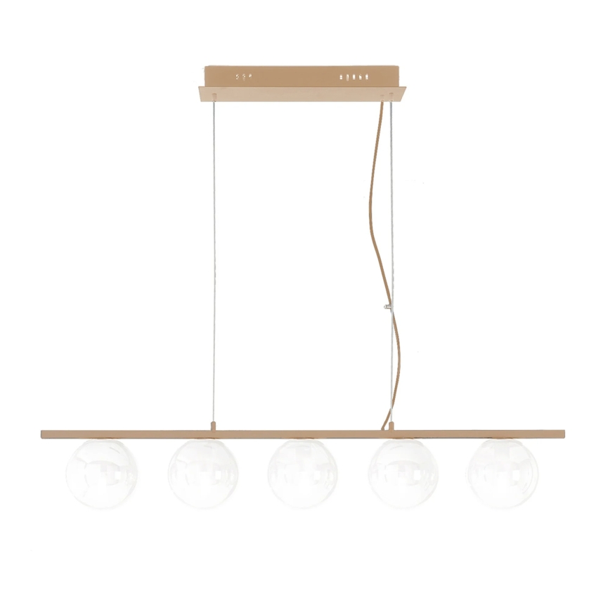 Ondaluce - Lustre suspenso em cabo MONILE 5xE14/10W/230V dourado/branco
