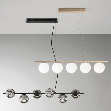 Ondaluce - Lustre suspenso em cabo MONILE 5xE14/10W/230V dourado/branco