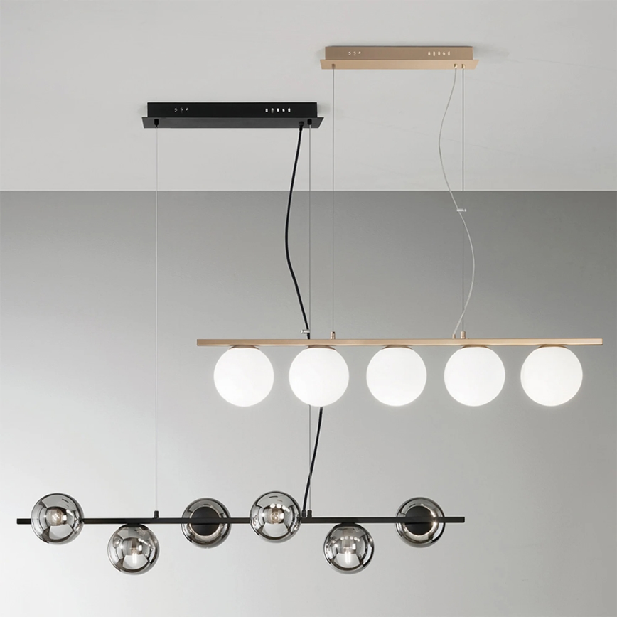 Ondaluce - Lustre suspenso em cabo MONILE 5xE14/10W/230V dourado/branco