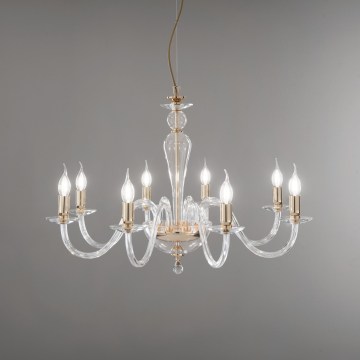 Ondaluce - Lustre suspenso em cabo PAGANINI 6xE14/10W/230V Ø 70 cm dourado/transparente