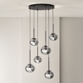 Ondaluce - Lustre suspenso JEWEL 6xE14/10W/230V Ø 55 cm preto/fumê
