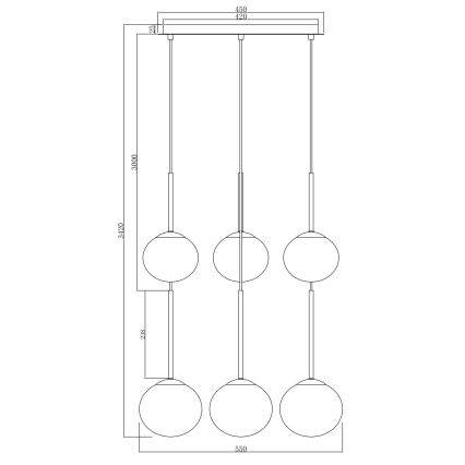Ondaluce - Lustre suspenso JEWEL 6xE14/10W/230V Ø 55 cm preto/fumê