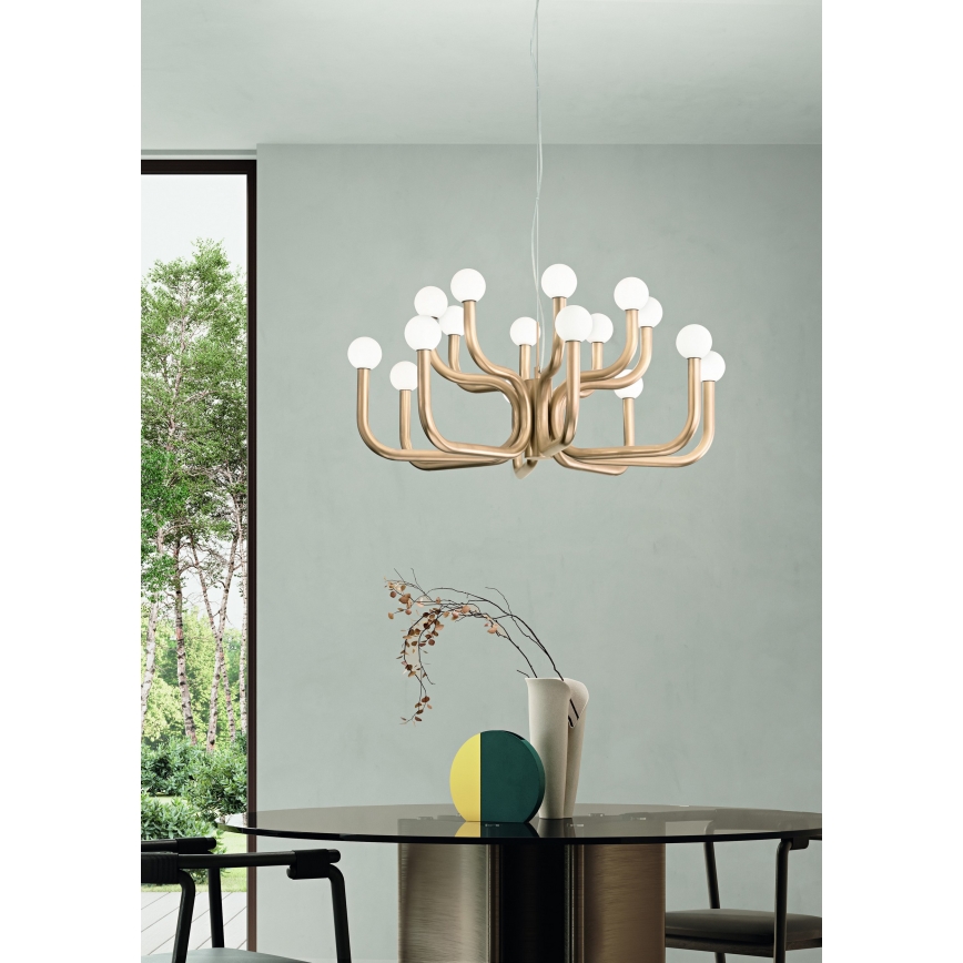 Ondaluce - Lustre suspenso por cabo DERBY 16xG9/7W/230V Ø 81,5 cm dourado